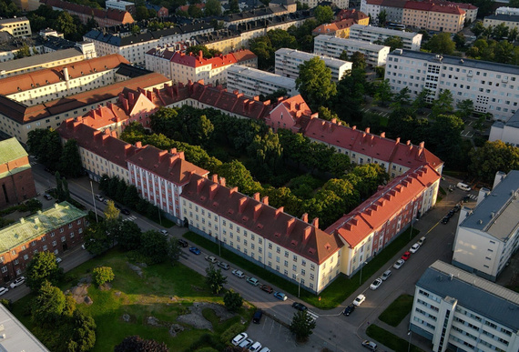 Ilmakuva Vallilan kaupunginosasta sisäpihat