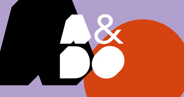 A&Do Arkkitehtuurin ja muotoilun oppimisen keskuksen logo värillisellä taustalla