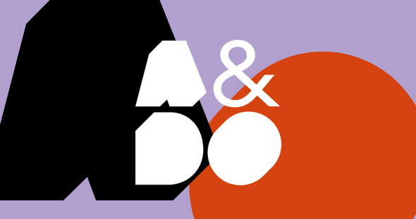 A&Do Arkkitehtuurin ja muotoilun oppimisen keskuksen logo värillisellä taustalla